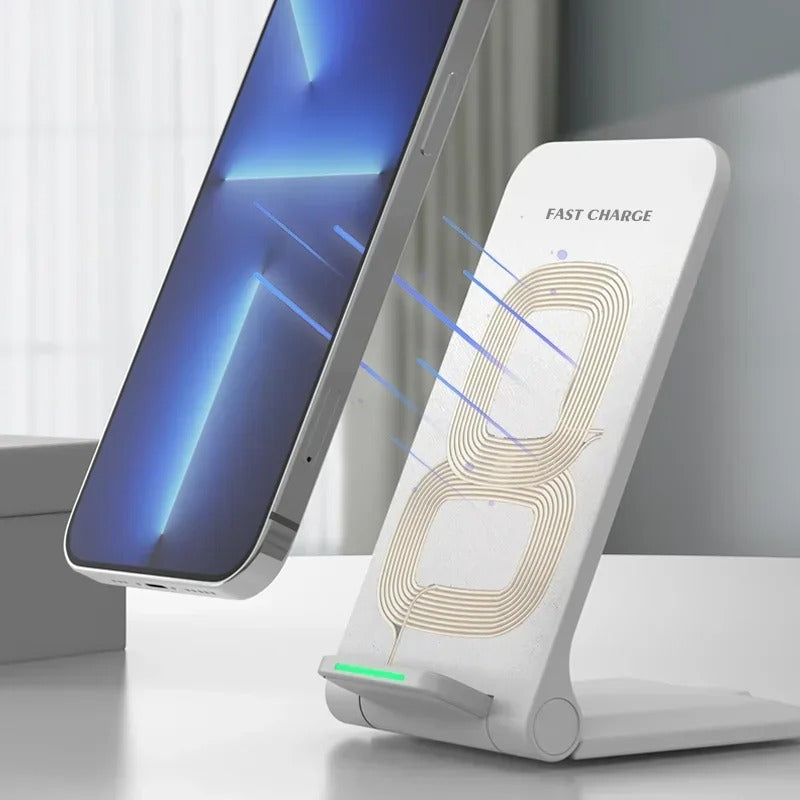 Rugged Wireless Charger Station Stand, 100W Fast-Charge Desktop Dock with Adjustable Phone Holder and Charging Indicator