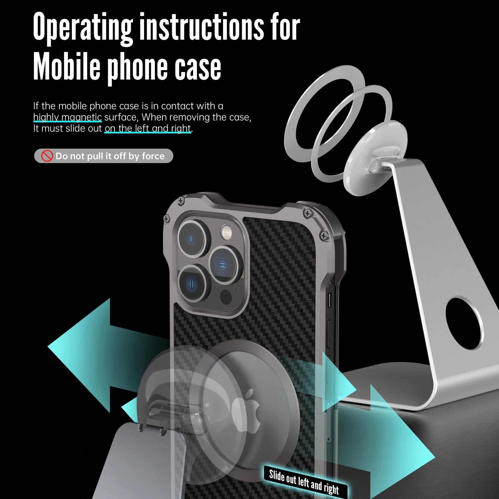 Rugged iPhone Case Carbon Fiber Magnetic Cover — Heavy Duty Metal Frame, MagSafe Wireless Charging Compatible, Shockproof Anti-Scratch Non-Slip Protection