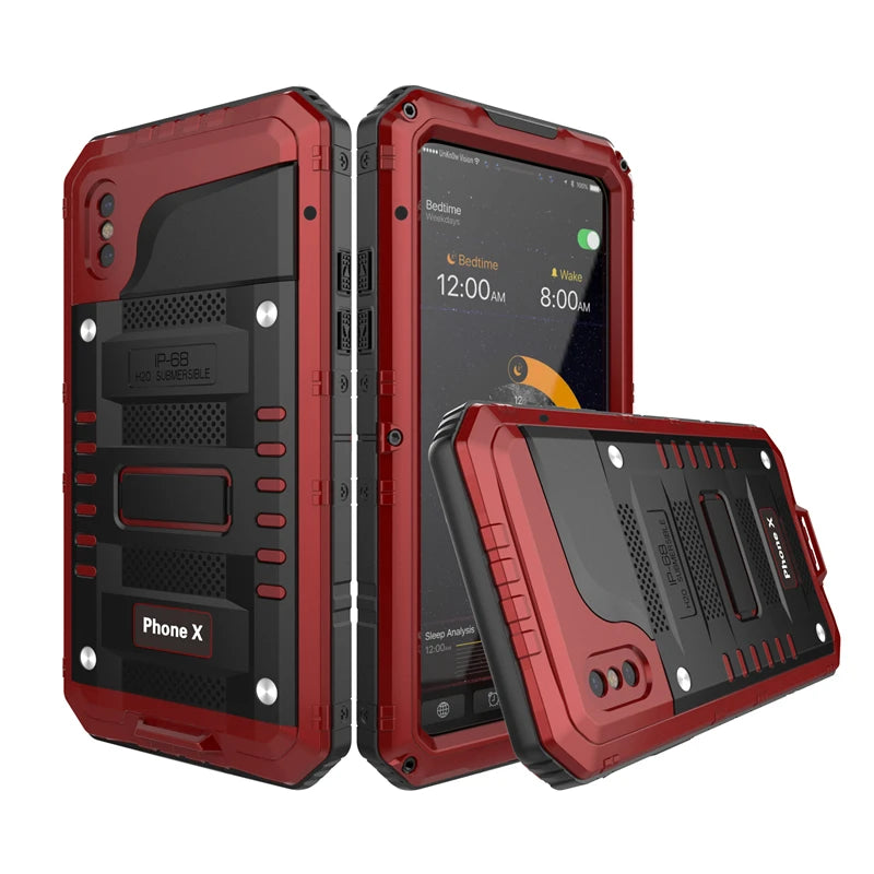 Rugged iPhone Case IP68 Waterproof Armor Cover — 360° Full Body Protection, Heavy Duty Aluminum Metal Frame, Shockproof Dustproof Scratch-Resistant Design