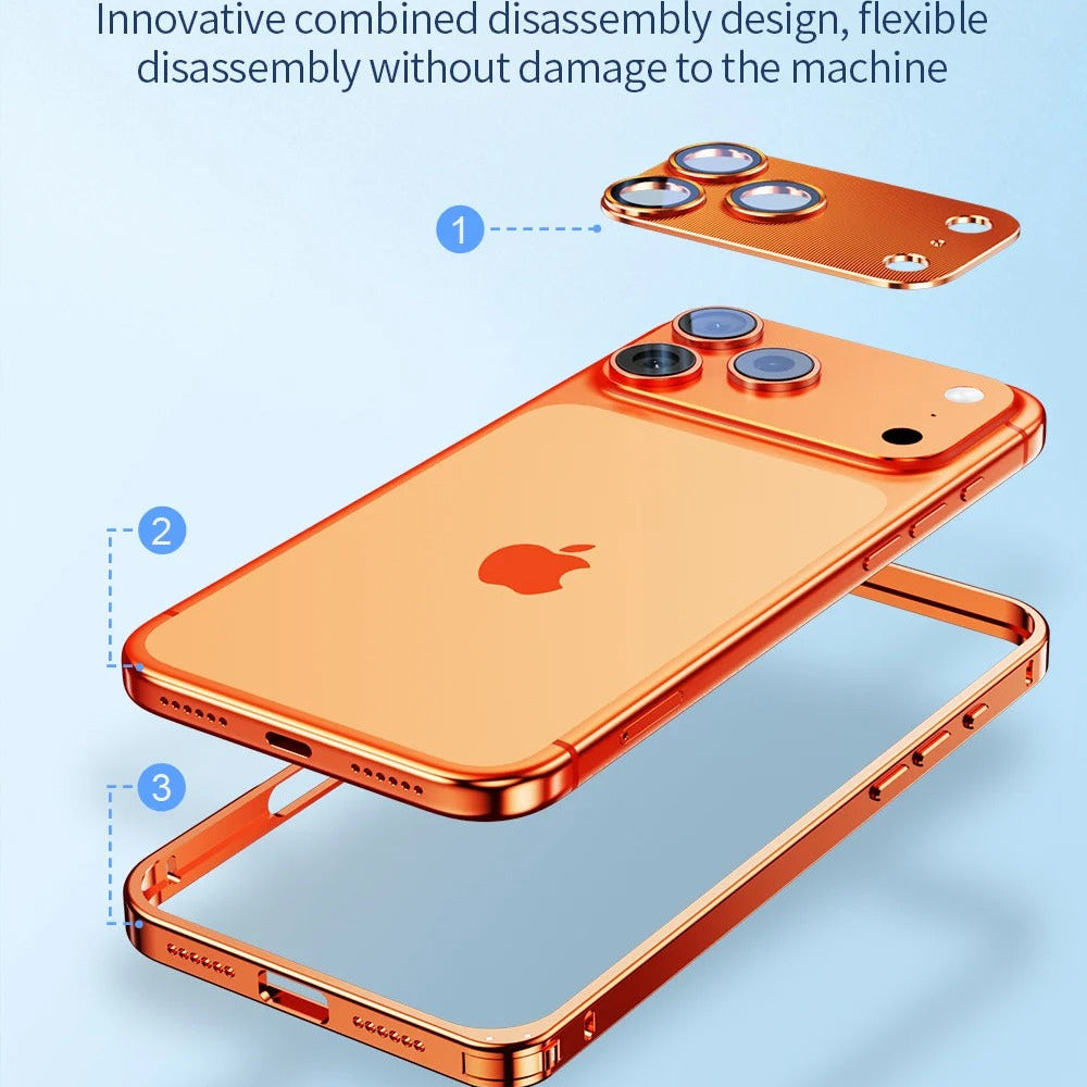 Rugged iPhone Case — Aluminum Alloy Frame Cover with Metal Lens Glass Protection, Heat-Dissipation Design and Durable Shockproof Build