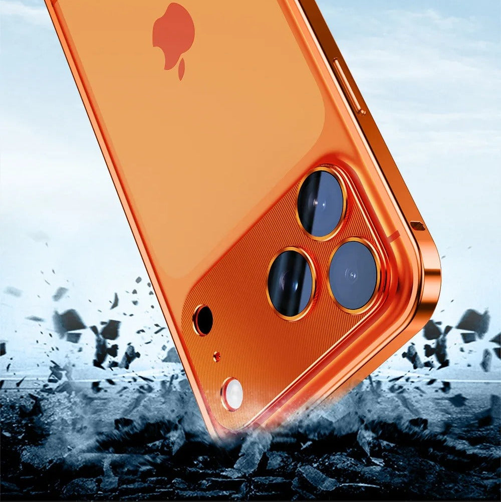 Rugged iPhone Case — Aluminum Alloy Frame Cover with Metal Lens Glass Protection, Heat-Dissipation Design and Durable Shockproof Build