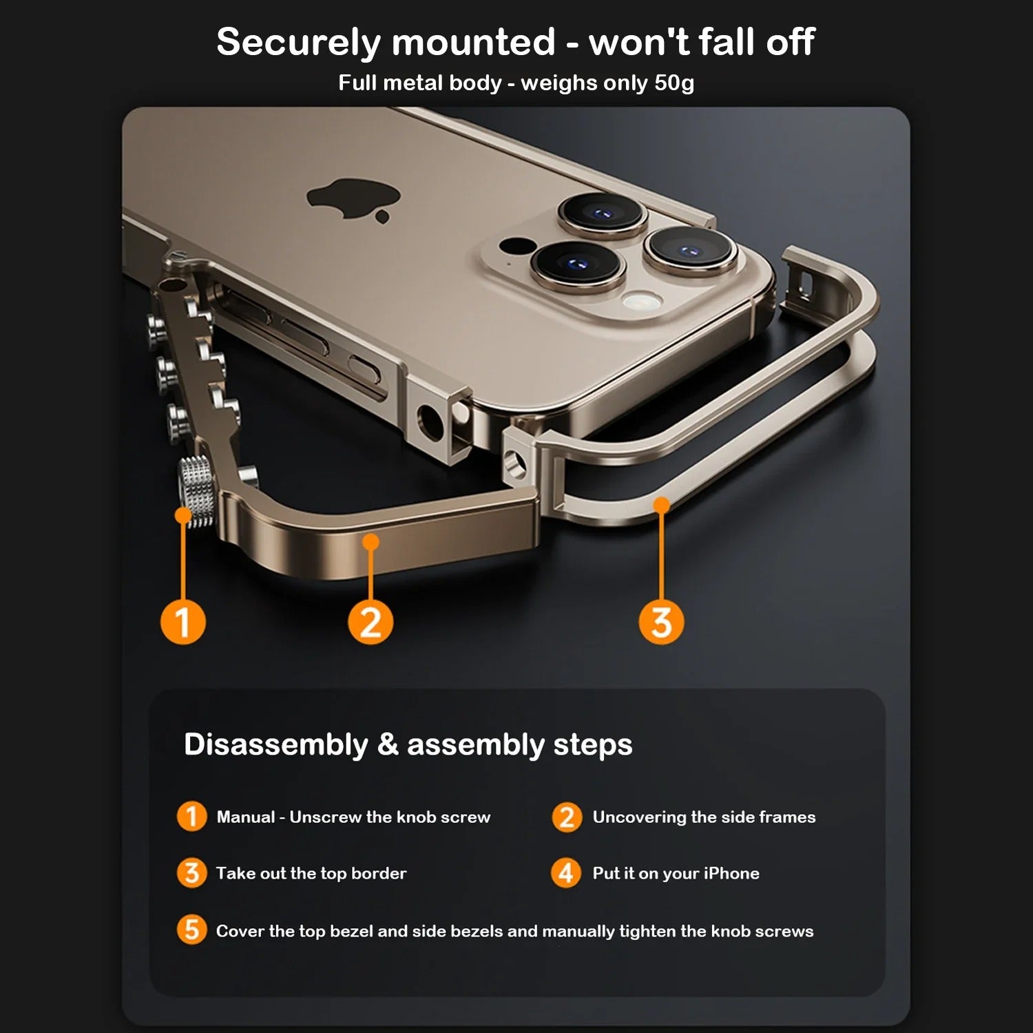 Rugged iPhone Case — Full-Metal Mechanical Mecha Cover with Military-Grade Shockproof Aluminum Design, Lightweight Drop-Proof Protection and Lanyard Support