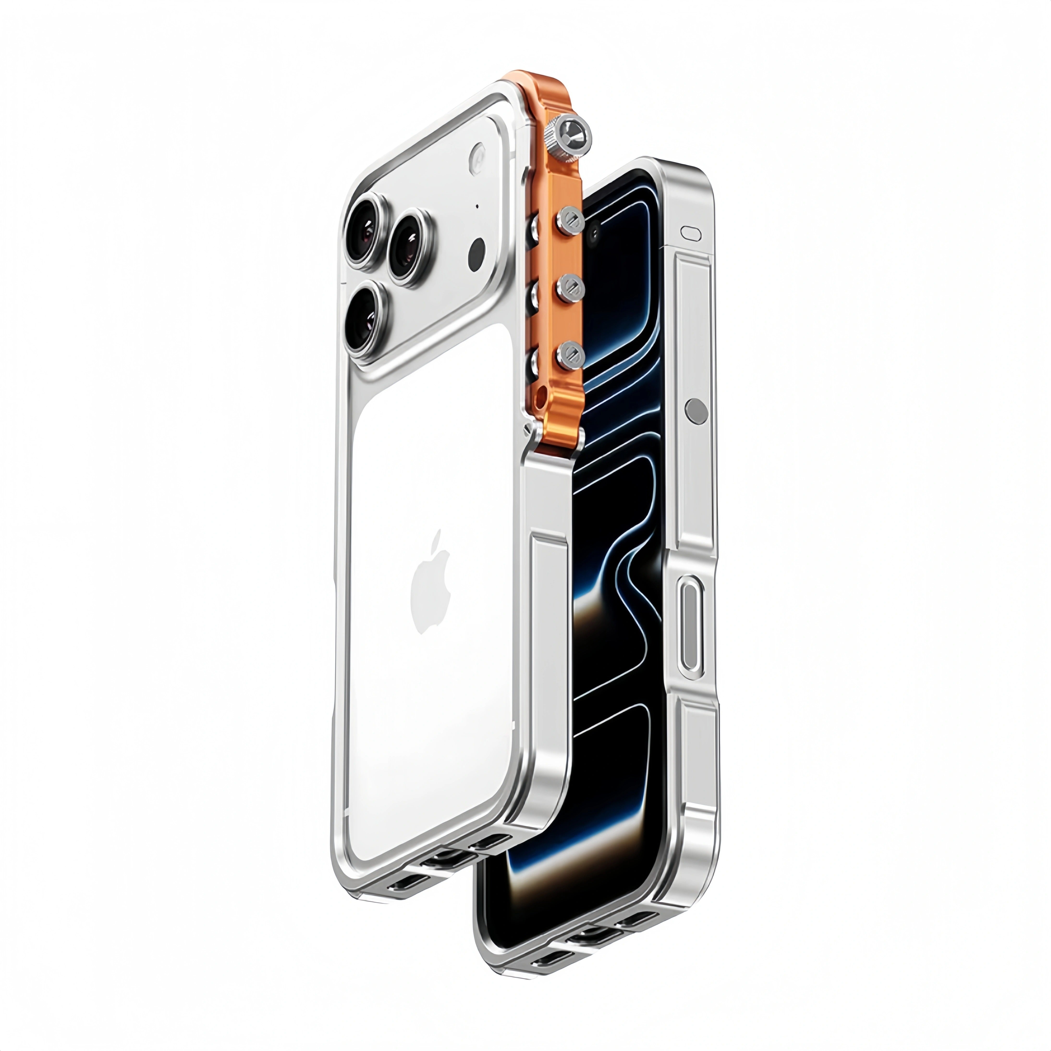Rugged iPhone Case — Full-Metal Mechanical Mecha Cover with Military-Grade Shockproof Aluminum Design, Lightweight Drop-Proof Protection and Lanyard Support