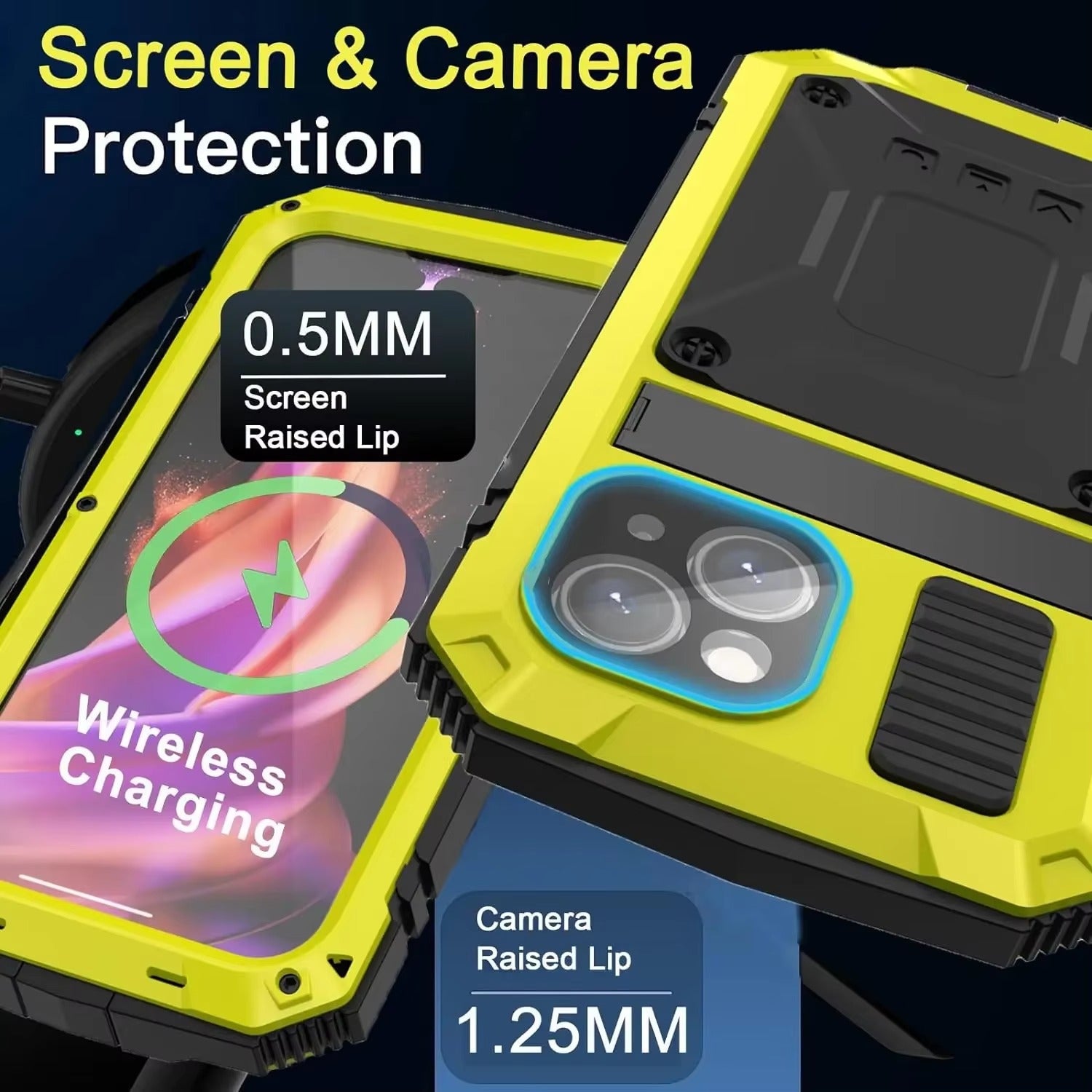 Rugged iPhone Case — Heavy-Duty Aluminum Metal Cover with Screen & Lens Protector, Dual-Layer Shockproof Design, IP54 Dustproof Water-Resistant Finish