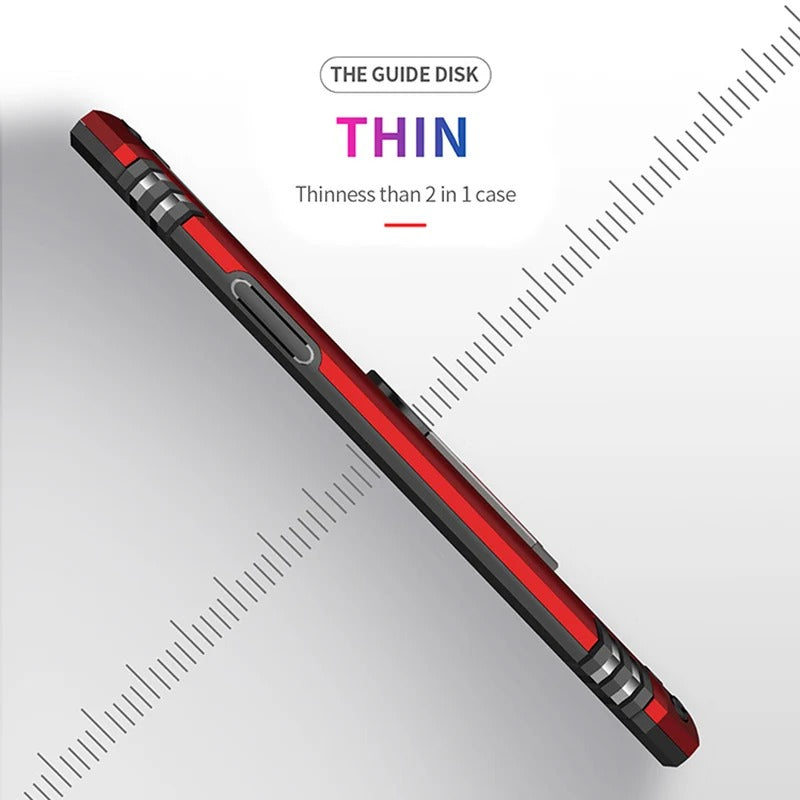 Rugged iPhone Case — Heavy-Duty PC+TPU Protective Cover with Metal Bracket Holder and Shockproof Anti-Fall Design