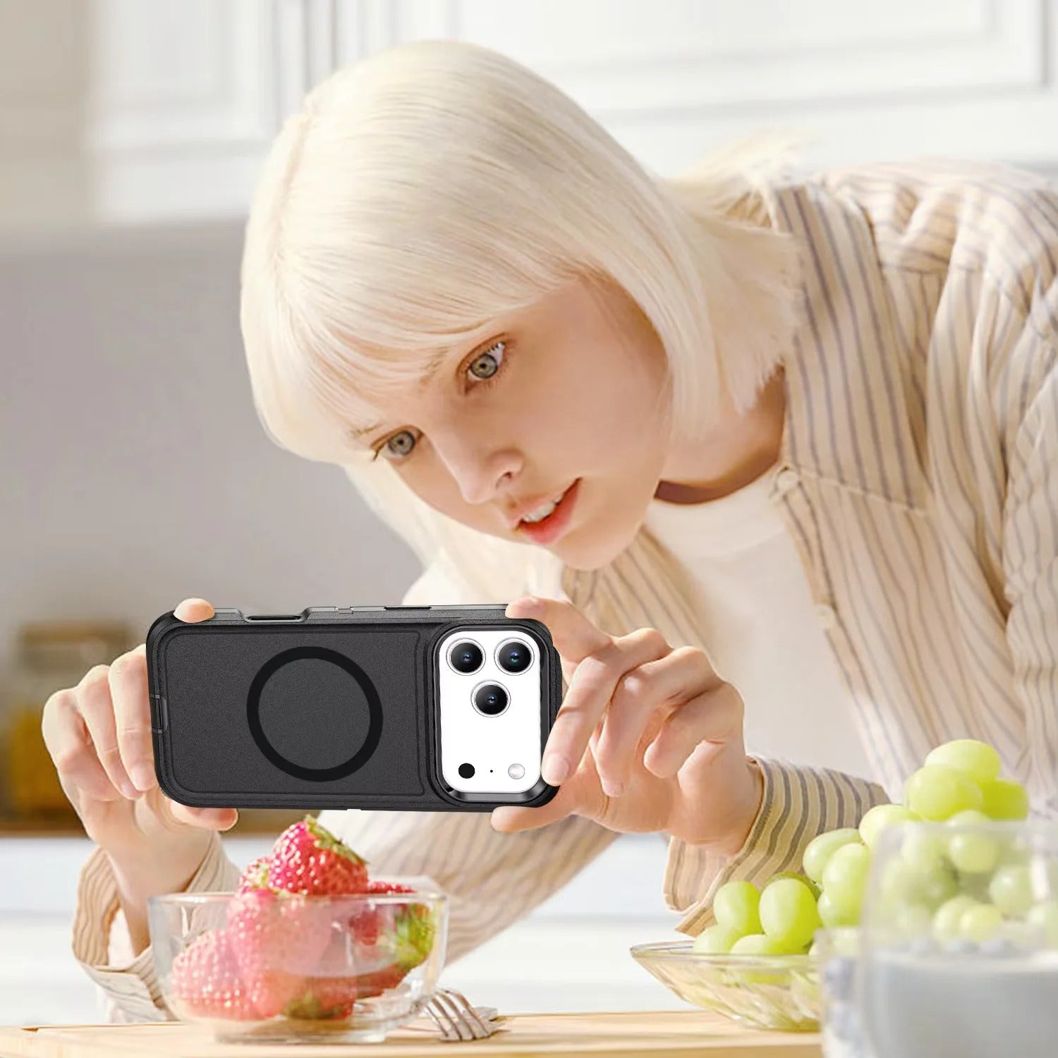 Rugged iPhone Case — MagSafe Armor Shockproof PC+TPU Defender Cover with Impact-Resistant Anti-Slip Durable Protection