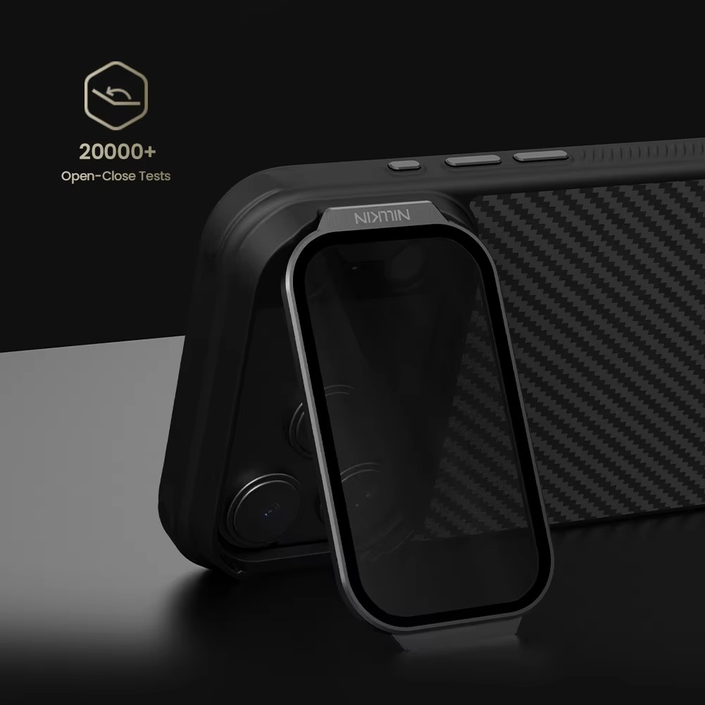 Rugged iPhone Case — MagSafe CamShield Cover with Foldable Lens Stand, Shockproof Textured PC Half-Wrapped Non-Slip Protective Design