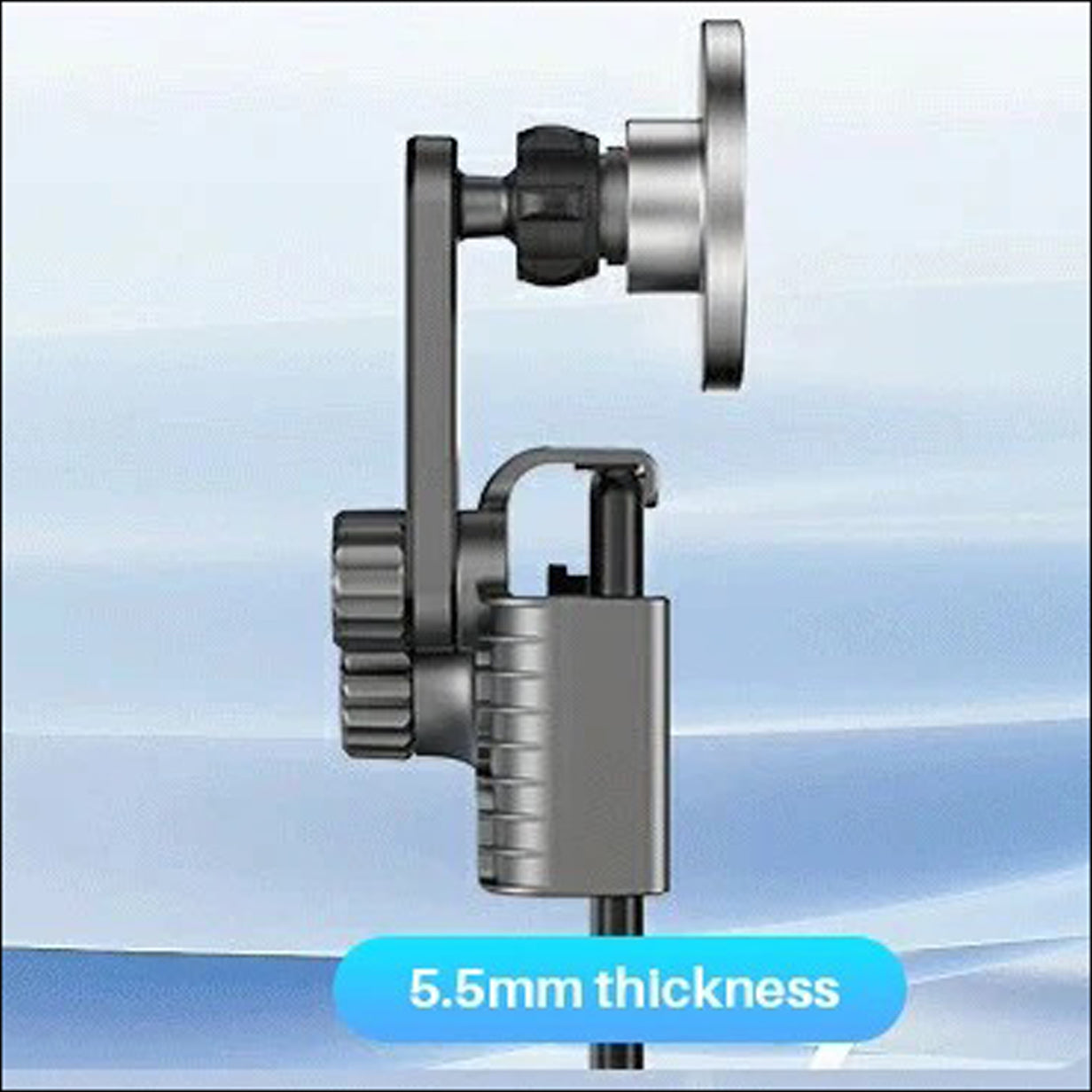 Rugged iPhone Magnetic Car Mount with Wireless Charging, 15W Fast-Charge Holder Featuring Strong MagSafe Alignment & Aluminum Construction