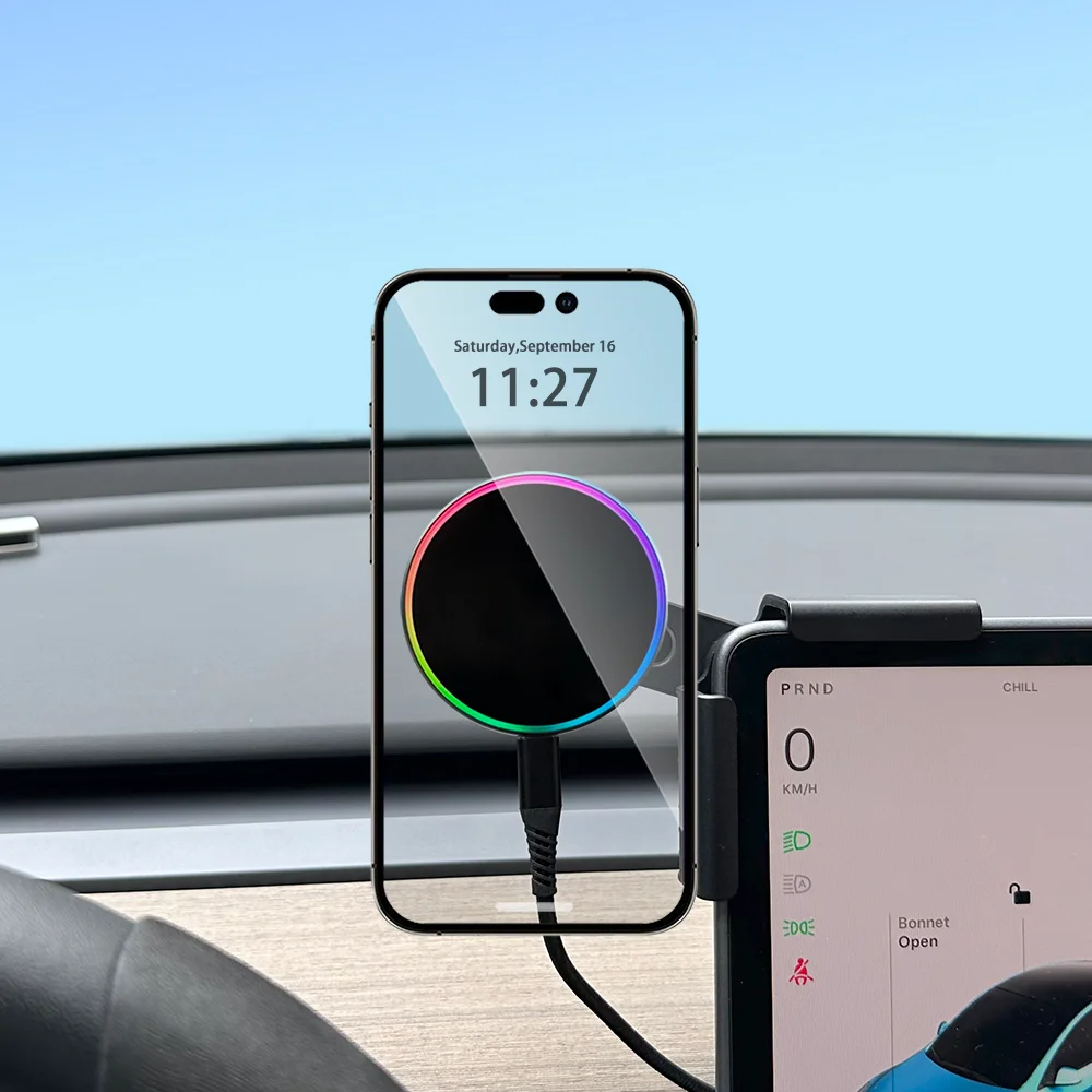 Rugged iPhone Magnetic Car Mount with Wireless Charging, 15W Fast-Charge Holder Featuring Strong MagSafe Alignment & Aluminum Construction