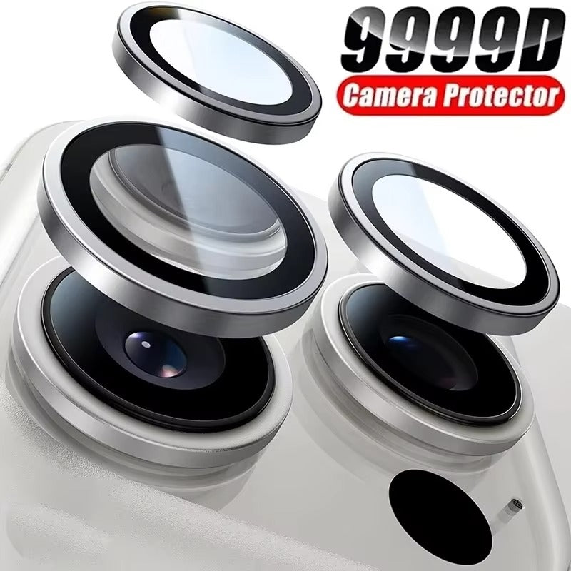 Rugged iPhone Metal Camera Lens Protector, Tempered Glass Lens Ring with Full Coverage, Scratch Resistance & Shatter Protection