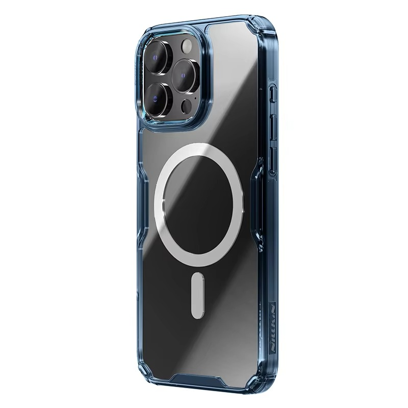 Ultra-Slim Magnetic iPhone Case — Transparent Hybrid TPU+PC Cover with Anti-Drop Airbag Protection, Shockproof Anti-Fingerprint Design