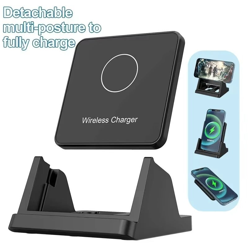 Ultra-Slim Wireless Charger Pad Stand, 30W Fast-Charge Desktop Dock with Charging Indicator for Smartphones