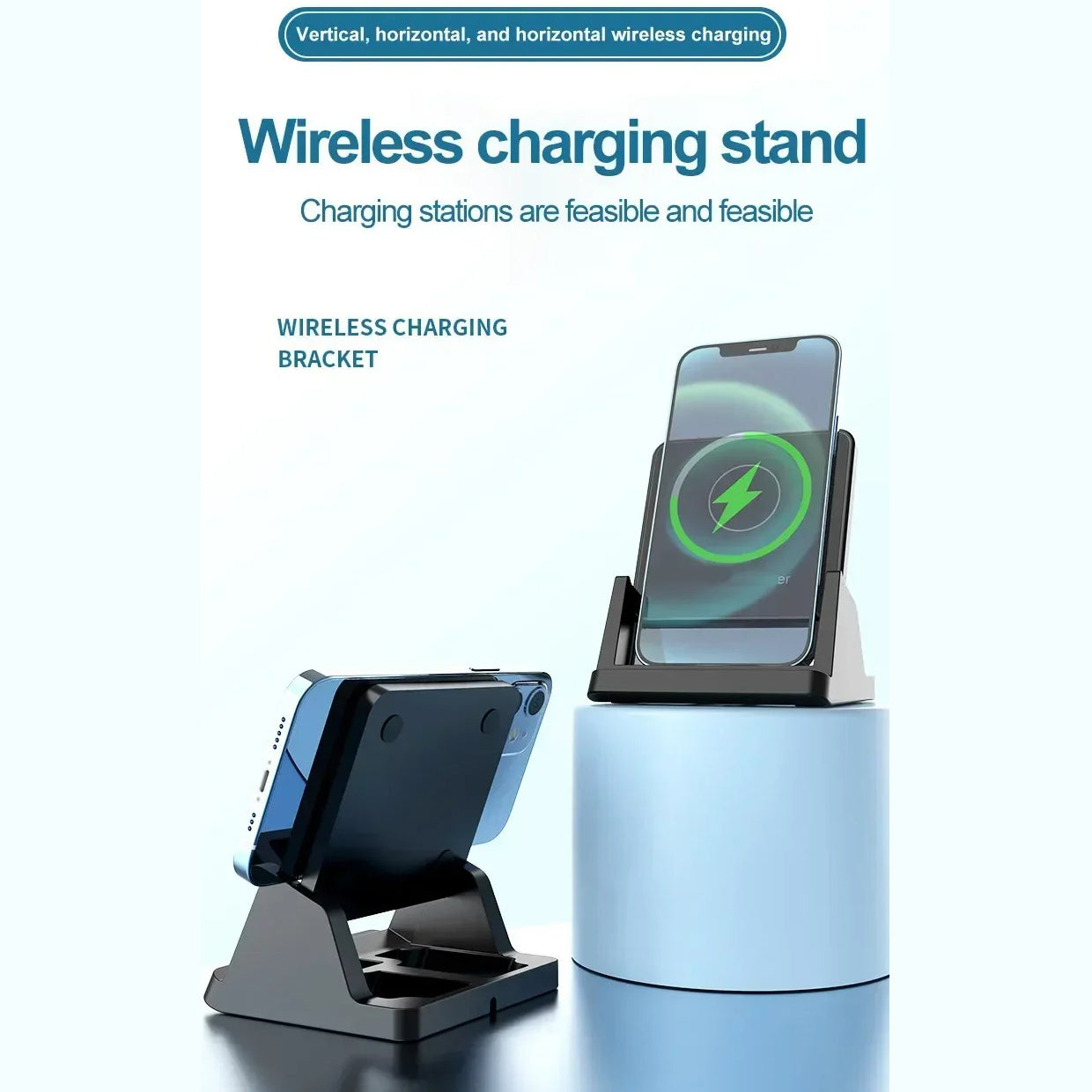 Ultra-Slim Wireless Charger Pad Stand, 30W Fast-Charge Desktop Dock with Charging Indicator for Smartphones