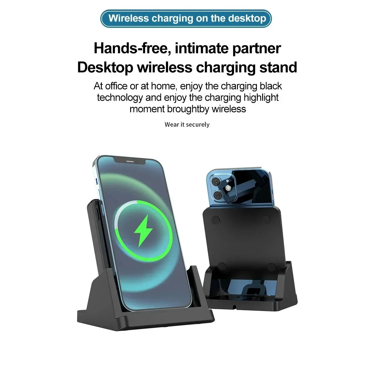 Ultra-Slim Wireless Charger Pad Stand, 30W Fast-Charge Desktop Dock with Charging Indicator for Smartphones