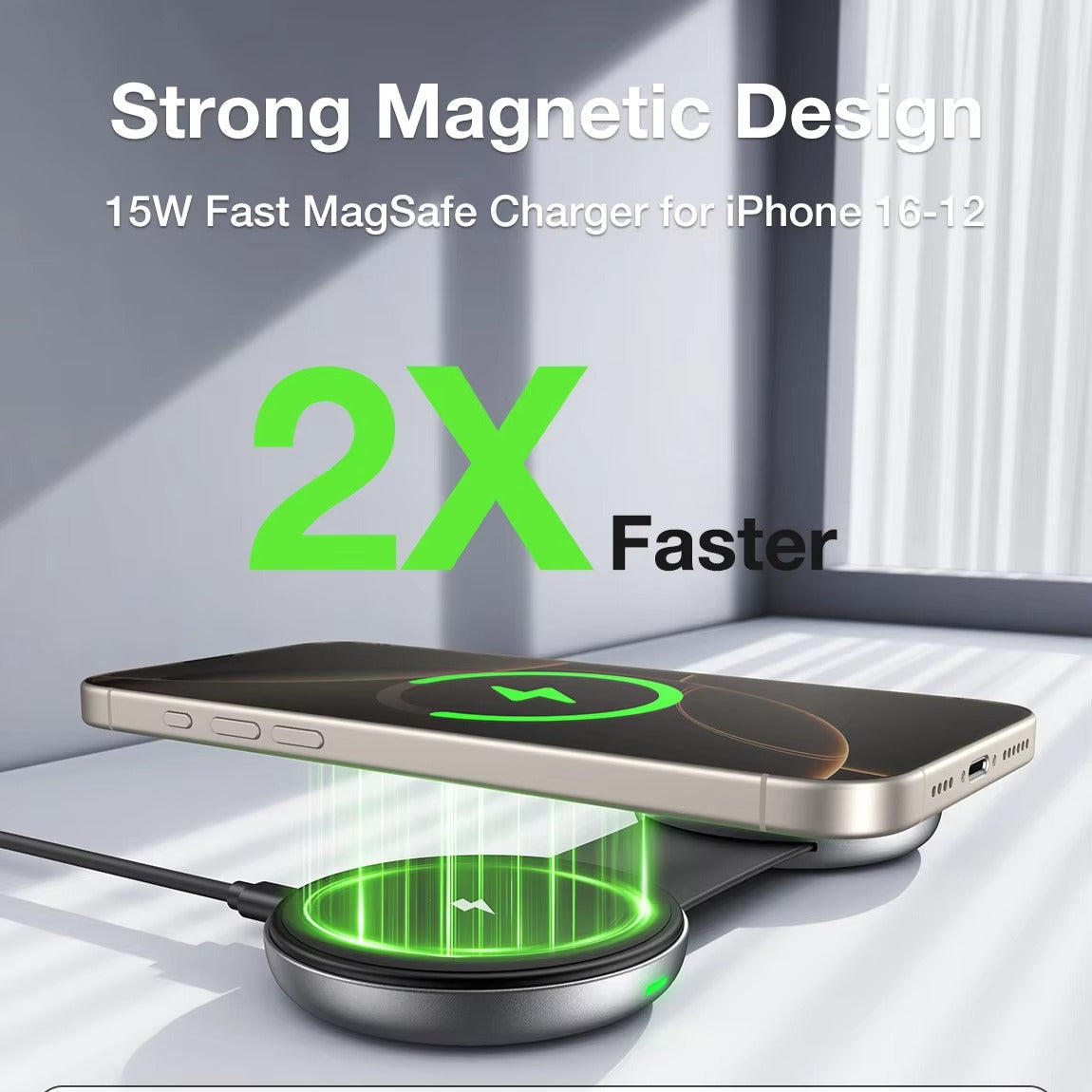 Ultra-Slim iPhone 3-in-1 Portable Wireless Charging Station, 15W Magnetic Foldable Travel Dock for Phone, Watch & Earbuds