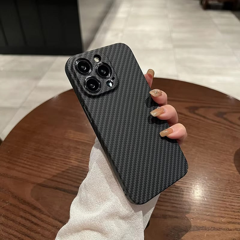 Ultra-Slim iPhone Case Carbon Fiber Matte Finish — 0.3mm Thin Protective Cover, Full Camera Protection, Anti-Fingerprint, Lightweight Non-Slip Design