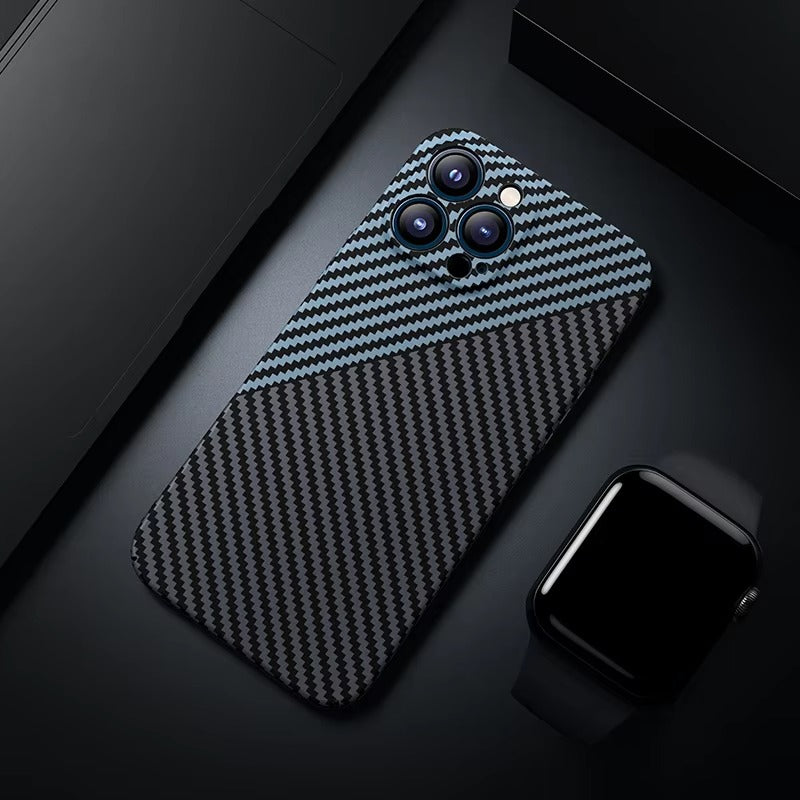 Ultra-Slim iPhone Case Carbon Fiber Matte Finish — 0.3mm Thin Protective Cover, Full Camera Protection, Anti-Fingerprint, Lightweight Non-Slip Design