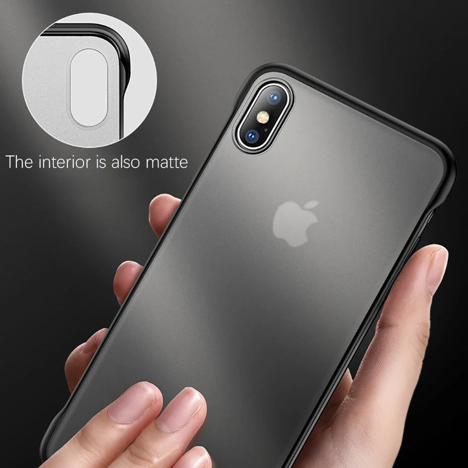 Ultra-Slim iPhone Case Frameless Matte Back Cover — TPU Edge with Hard PC Shell, Lightweight Anti-Fingerprint Design, Scratch-Resistant Non-Slip Protection