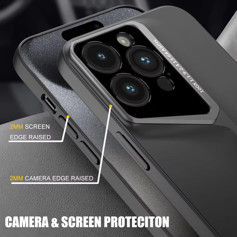 Ultra-Slim iPhone Case — Matte Blade-Texture Hard PC Cover with Frosted Lens Protection, Magnetic Lightweight Non-Slip Design & Drop-Proof Ultra-Thin Profile