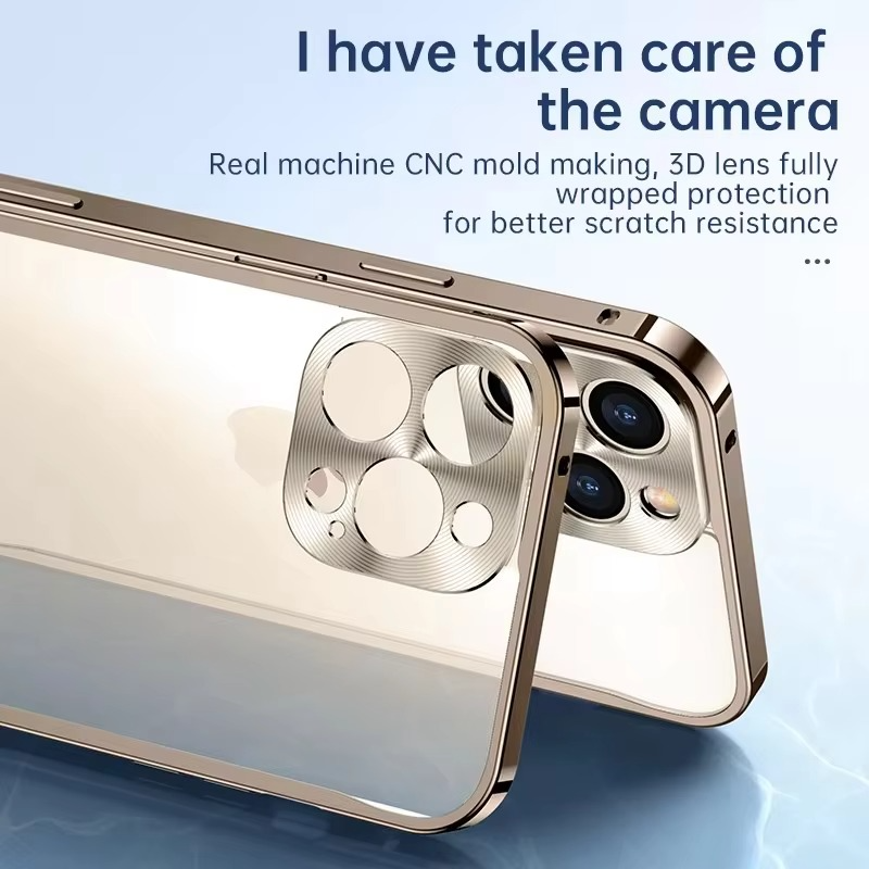 Ultra-Slim iPhone Case — Shockproof, Full-Coverage Lens Protection Magnetic Bumper with Ultra-Thin Aluminum Alloy Hard Metal Design