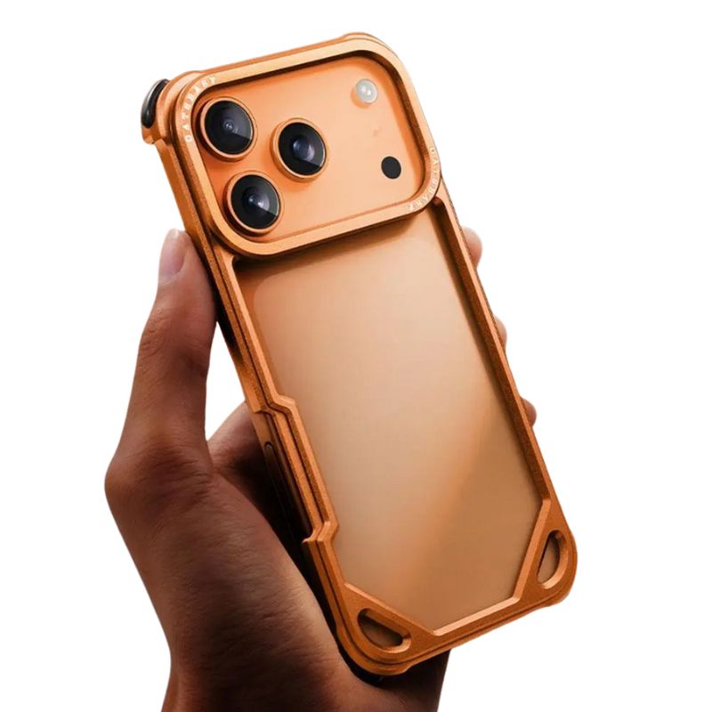Ultra-Thin iPhone Case — Minimalist Design, Wireless Charging Compatible, Metal Frame Bumper Shockproof, Half-Wrapped Protection