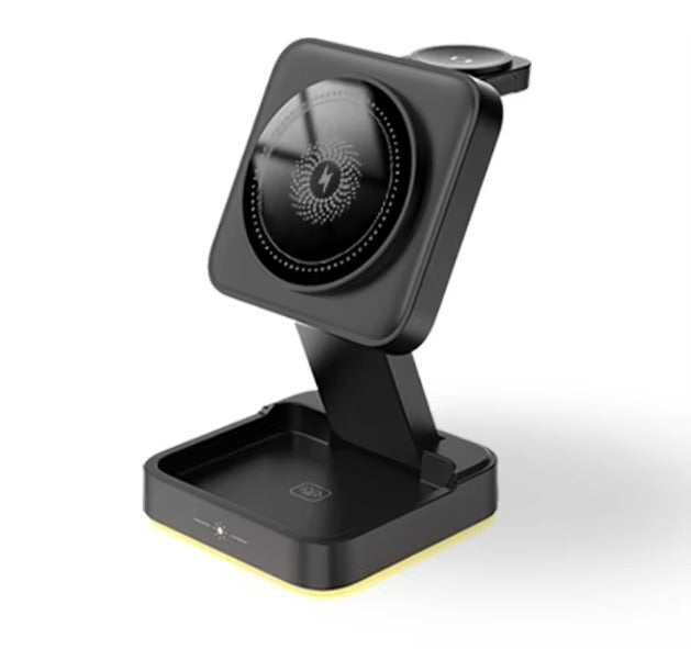 Elite iPhone 3-in-1 Foldable Magnetic Wireless Charging Station, 30W Fast-Charge Portable Stand for Watch, Phone & Earbuds