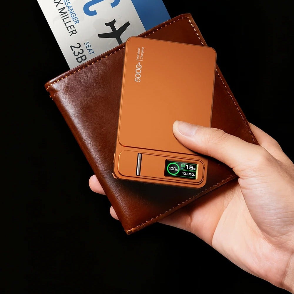 Elite iPhone 3-in-1 Magnetic Wireless Power Bank, 20W Fast-Charge Slim Portable Battery with Built-In Stand, Digital Display & Watch Support