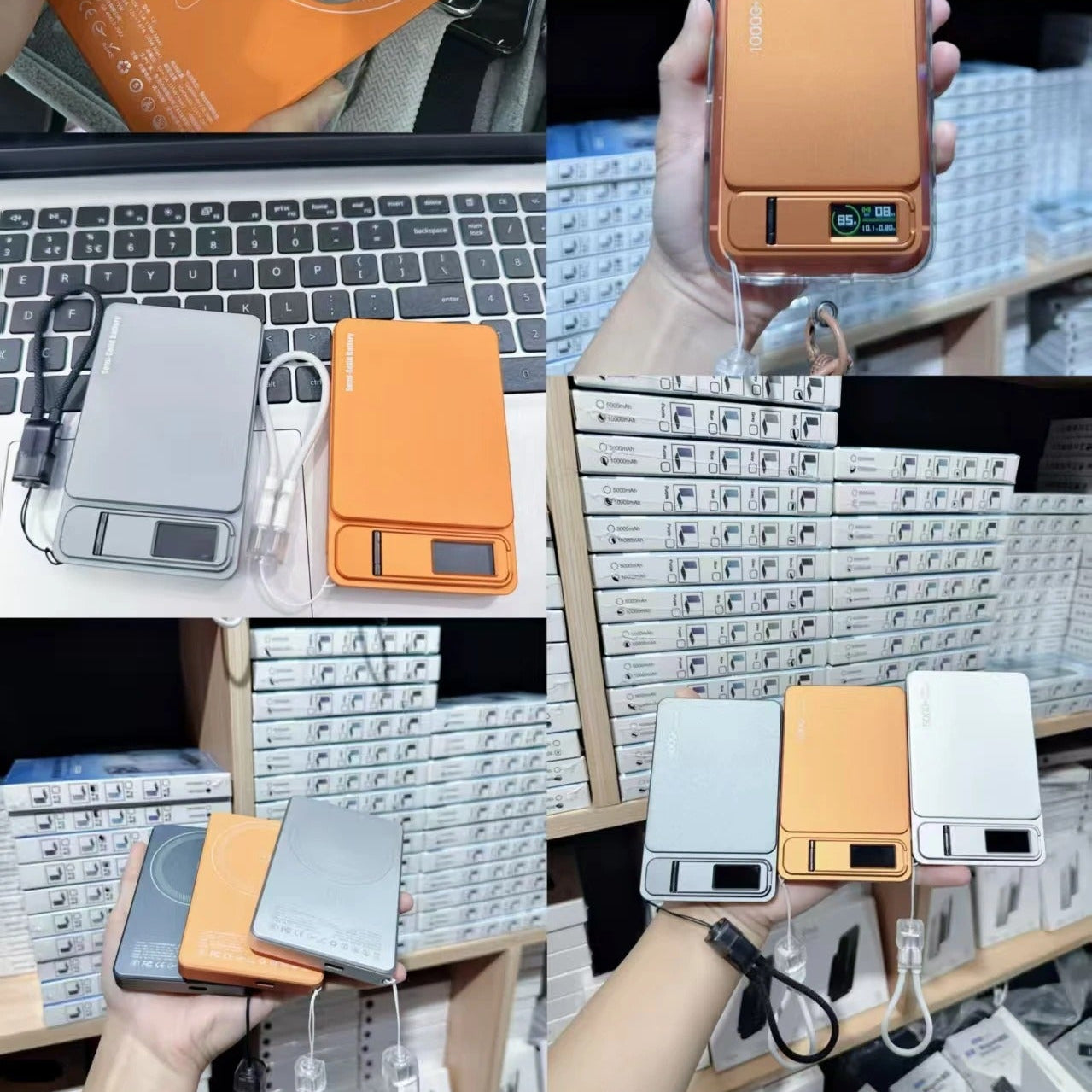 Elite iPhone 3-in-1 Magnetic Wireless Power Bank, 20W Fast-Charge Slim Portable Battery with Built-In Stand, Digital Display & Watch Support