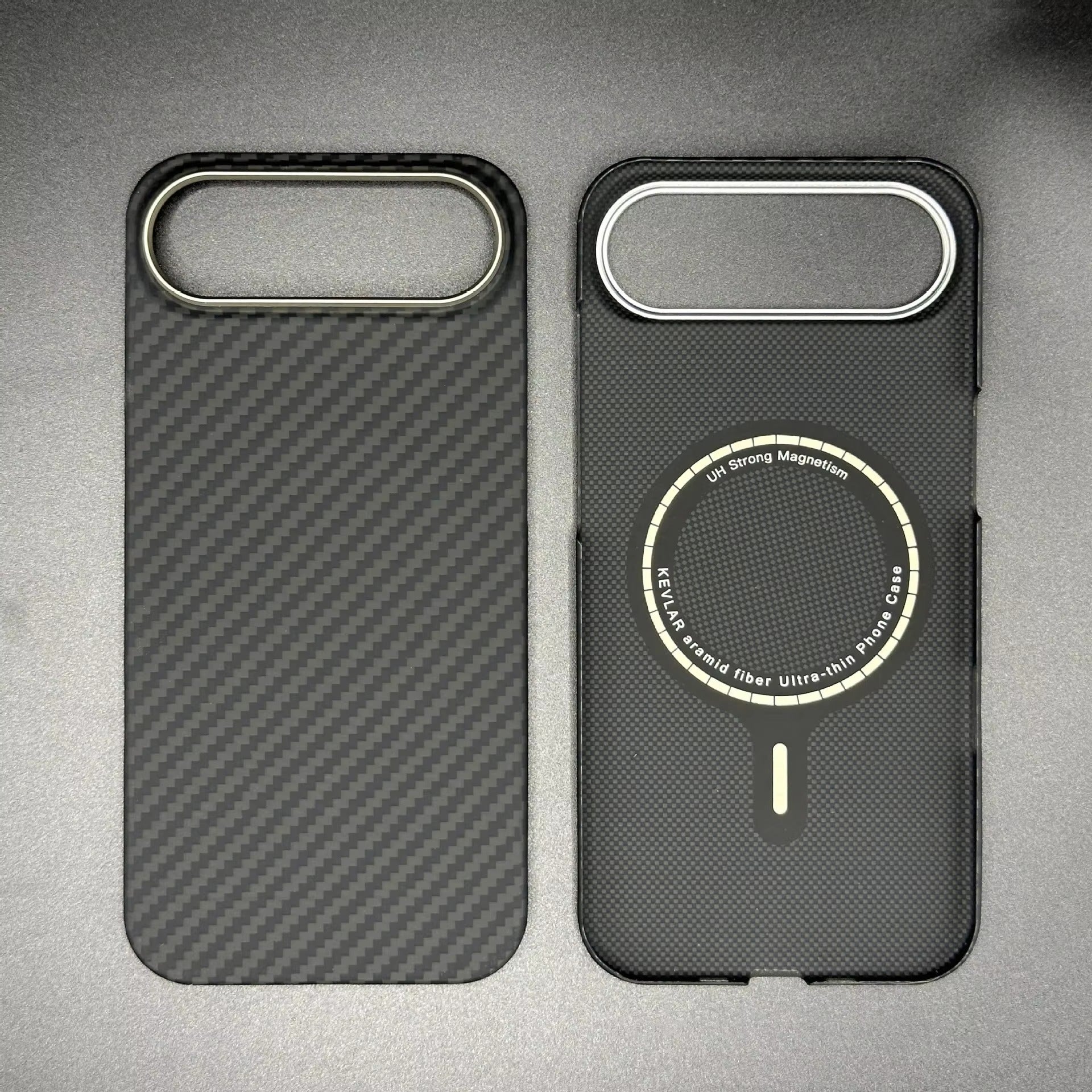 Elite iPhone Case — MagSafe Carbon Fiber 1500D Kevlar Cover with Metal Lens Ring, Shockproof Anti-Fingerprint Protection and Durable Textured Design