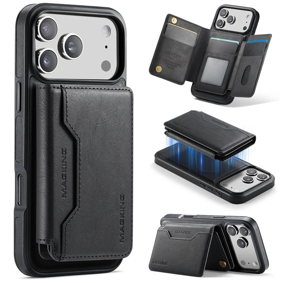 Elite iPhone Detachable Magnetic Leather Wallet Case, MagSafe-Compatible Card Holder with Shock Protection & Scratch Resistance