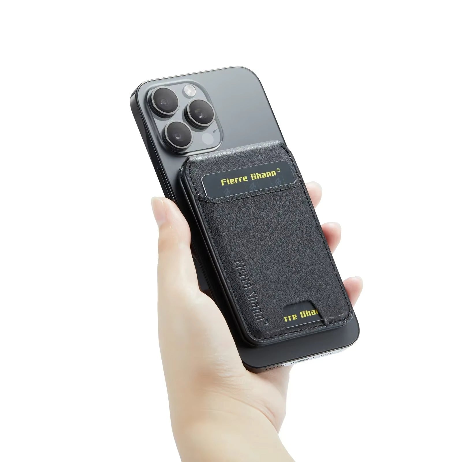 Elite iPhone MagSafe Card Holder Case, Carbon Fiber Texture Wallet with Kickstand, RFID-Protected Card Slots & Rotating Stand Design