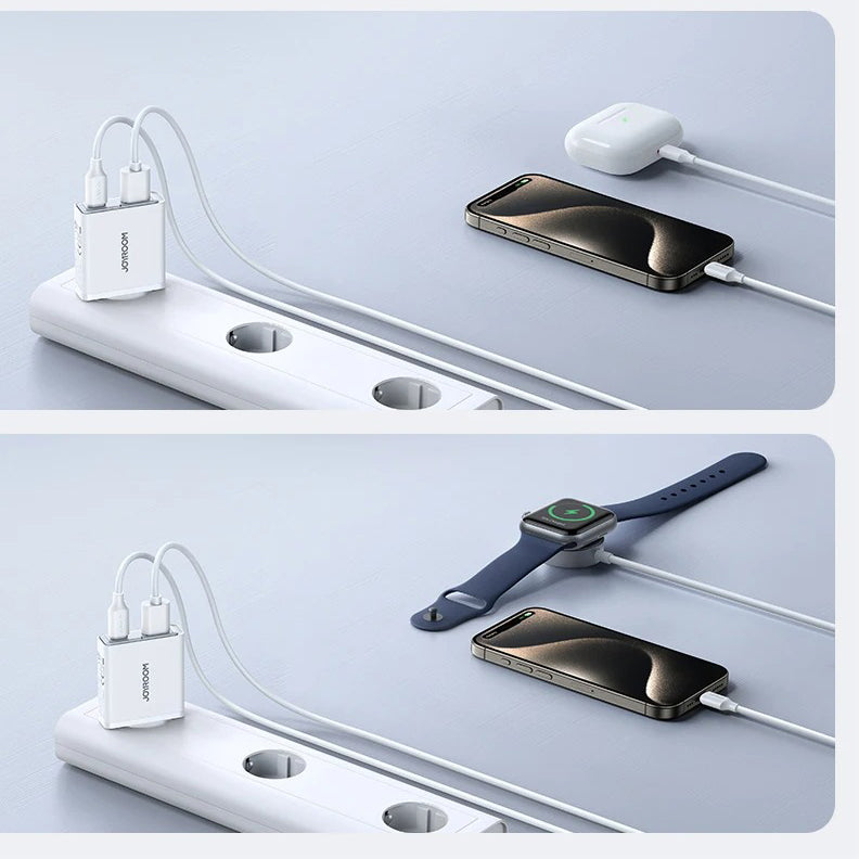 High-Quality 20W GaN Fast Wall Charger with USB-C PD & USB-A QC 3.0, Dual-Port Charging, Slim Lightweight Travel Power Adapter