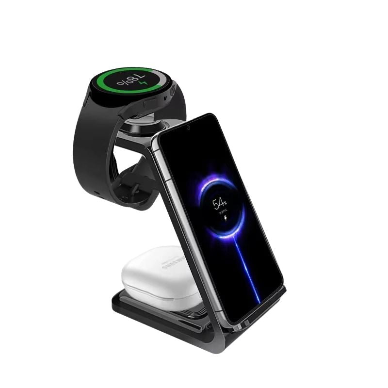 High-Quality 3-in-1 Wireless Charging Station Stand, 30W Fast-Charge Dock for Phones, Smart Watches & Earbuds with Charging Indicator