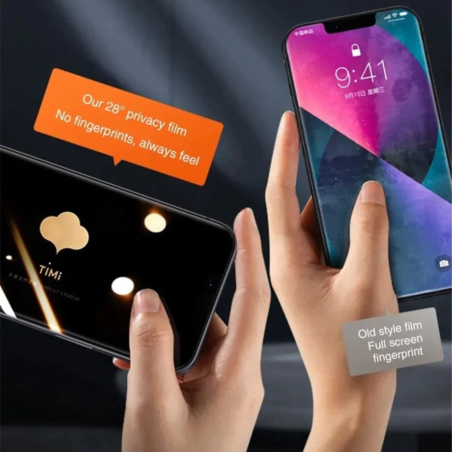 High-Quality Impact-Ready iPhone Privacy Tempered Glass Screen Protector, Full-Cover Anti-Spy Shield with Anti-Fingerprint, Scratch & Shatter Protection