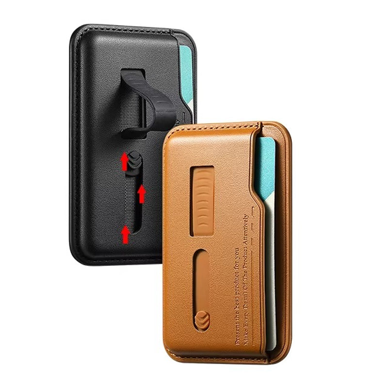 High-Quality Magnetic Wallet Case with Card Slots, Secure Leather Design, Built-In Finger Ring & Wrist Strap, Slim Phone Card Holder