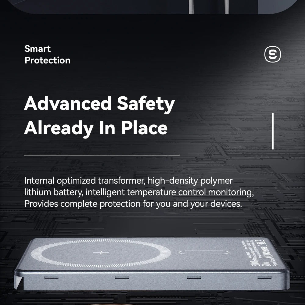 High-Quality Magnetic Wireless Power Bank with 20W Fast Charging, 5000mAh Ultra-Thin Portable Battery & Type-C Input/Output