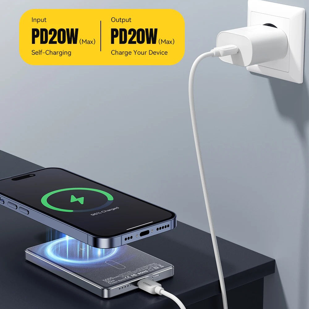 High-Quality Magnetic Wireless Power Bank with 20W Fast Charging, 5000mAh Ultra-Thin Portable Battery & Type-C Input/Output