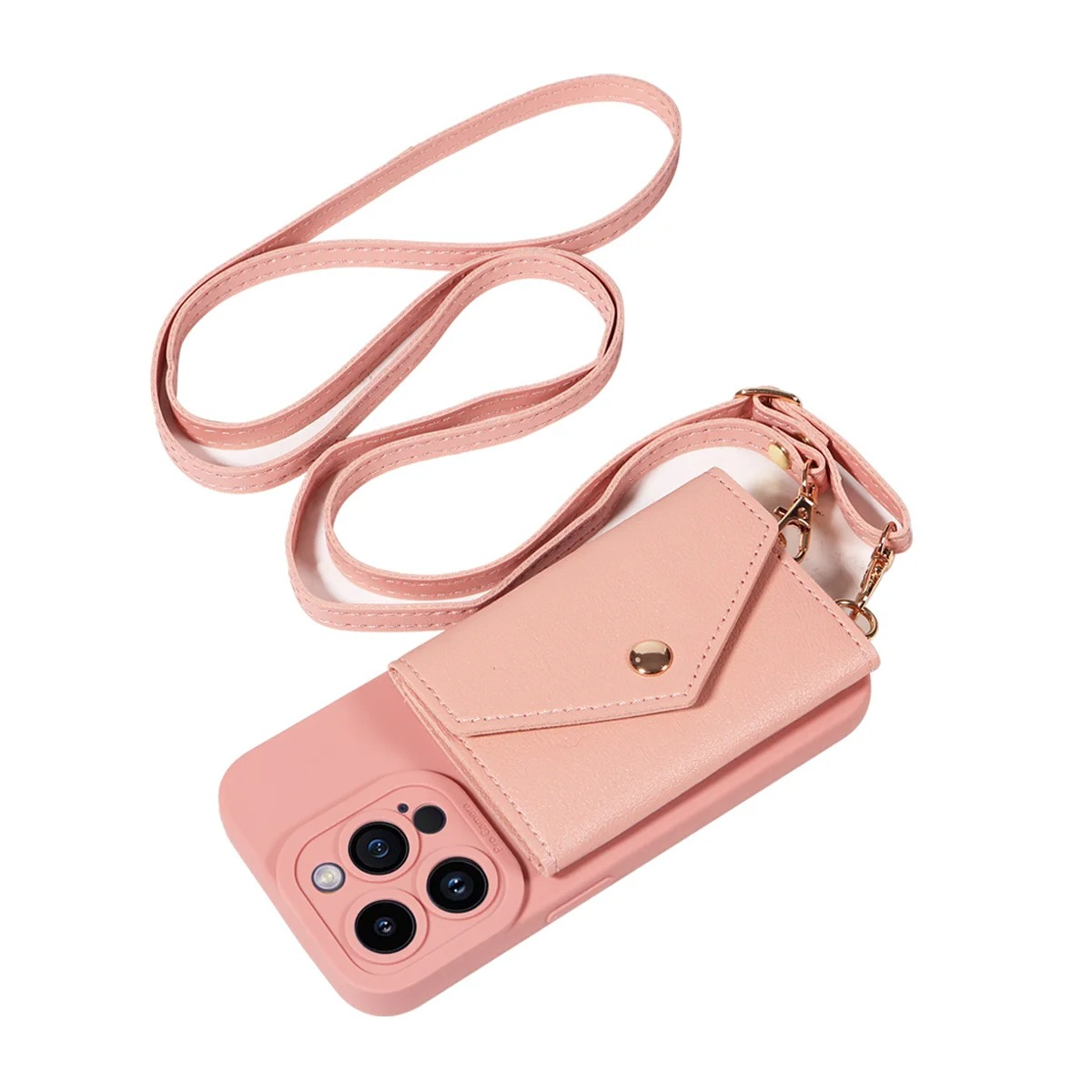 High-Quality PU Leather iPhone Case — Shockproof Crossbody Cover with Card Slot, Anti-Scratch, Dustproof, Non-Slip, Lightweight Protection