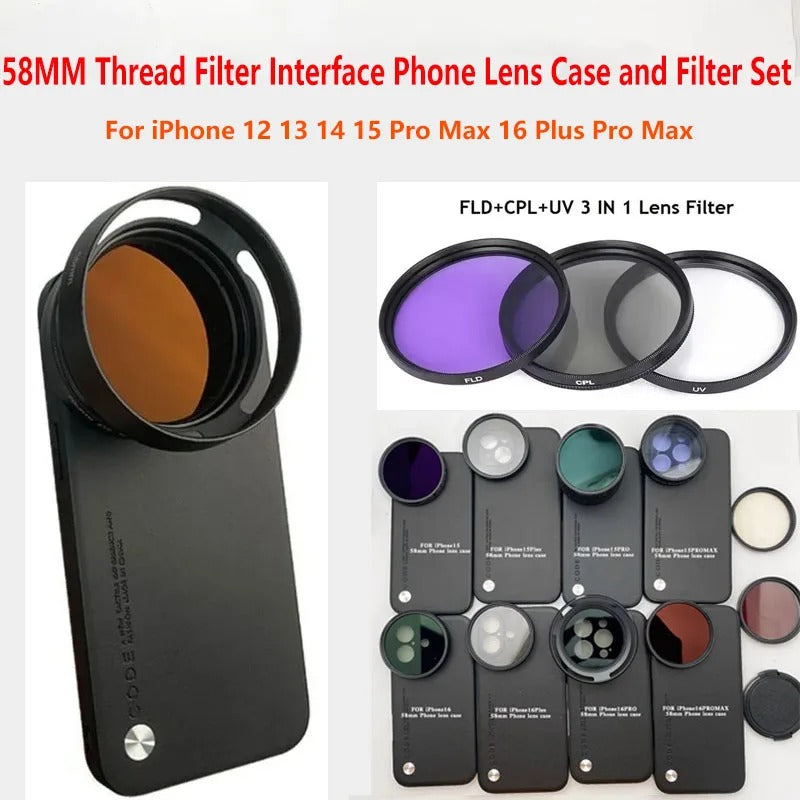 High-Quality Phone Camera Lens Case with 58mm Thread Filter Interface, Tough Full Coverage Build, Anti-Fingerprint Anti-Dust Protection