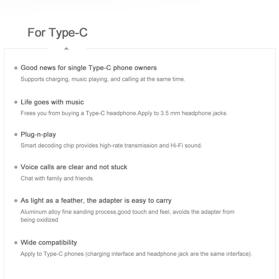 High-Quality USB-C Audio Adapter with 3.5mm AUX Jack, Clear Sound Performance & Portable Plug-and-Play Design
