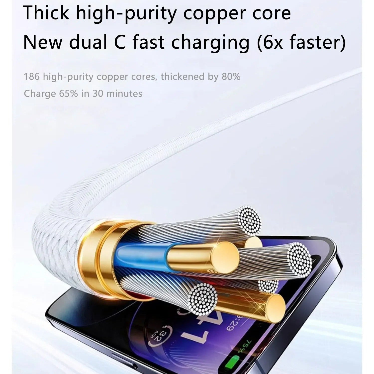 High-Quality USB-C Fast Charging Cable, 60W PD Power Braided Data Cable with 5A Output for Smartphones, Tablets & Laptops