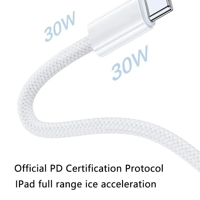 High-Quality USB-C Fast Charging Cable, 60W PD Power Braided Data Cable with 5A Output for Smartphones, Tablets & Laptops