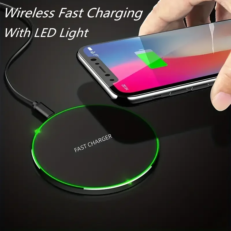High-Quality Wireless Charging Pad with LED Indicator, 30W Fast-Charge Dock for Smartphones & Earbuds with Slim Desktop Design