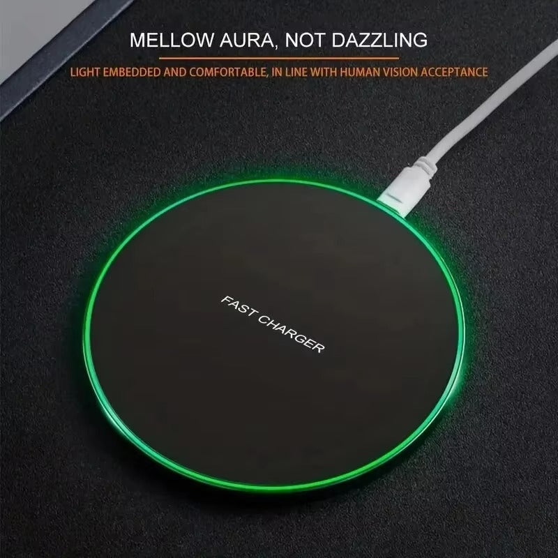 High-Quality Wireless Charging Pad with LED Indicator, 30W Fast-Charge Dock for Smartphones & Earbuds with Slim Desktop Design