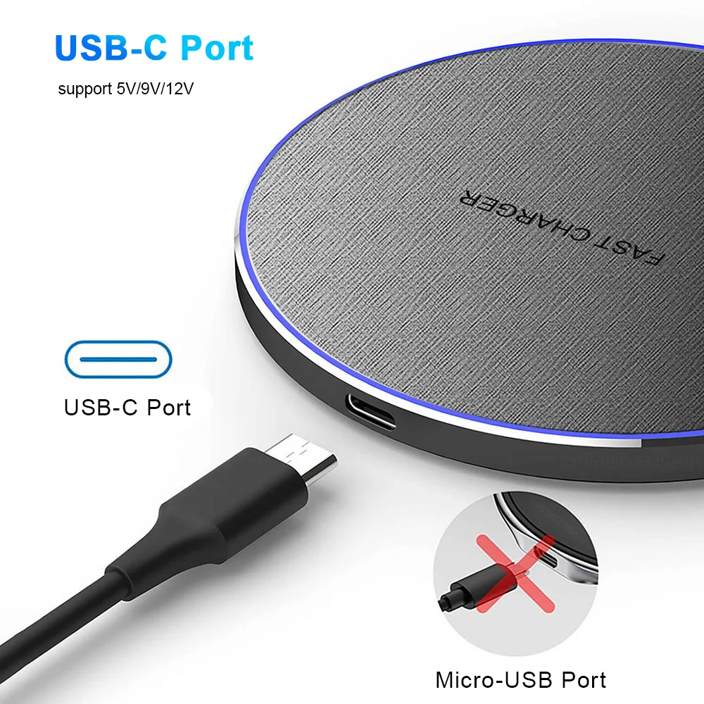 High-Quality Wireless Charging Pad with LED Light, 15W Qi Fast-Charge Induction Dock for Phones & Earbuds