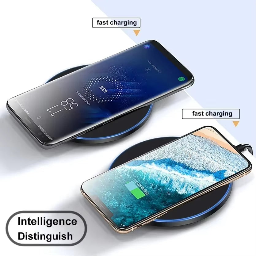High-Quality Wireless Charging Pad with LED Light, 15W Qi Fast-Charge Induction Dock for Phones & Earbuds