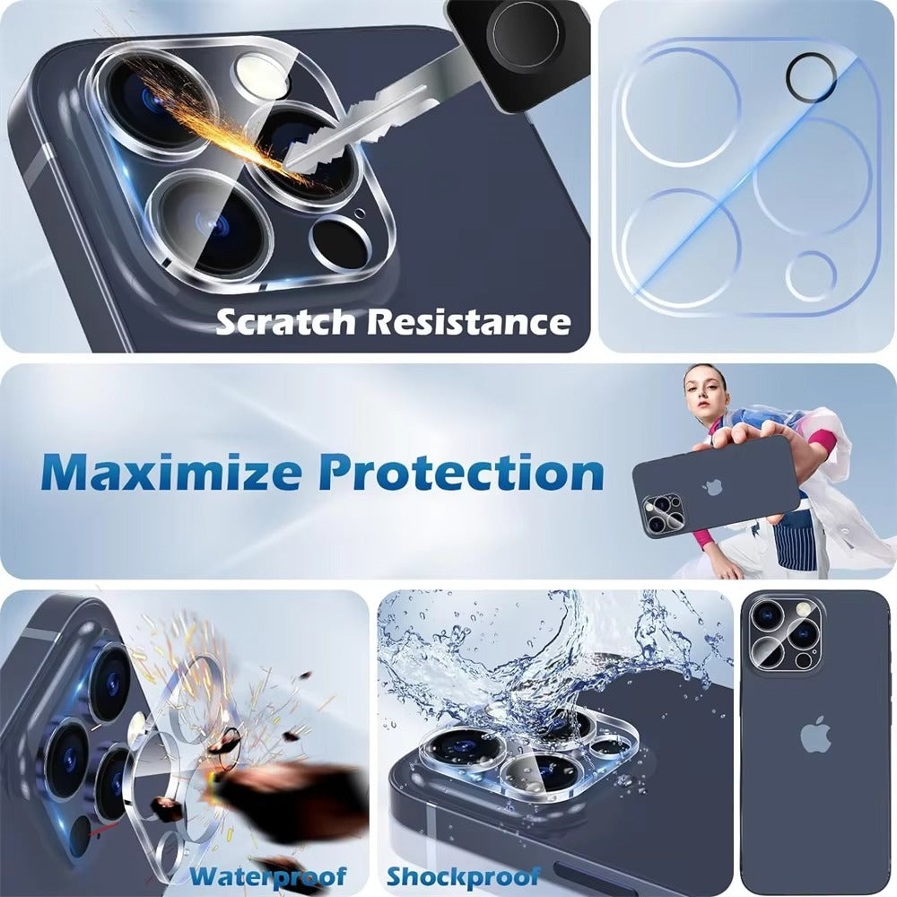 High-Quality iPhone Camera Lens Protector Glass, Clear Tempered Glass Coverage with Scratch Resistance, Shatter Protection & Precision Fit