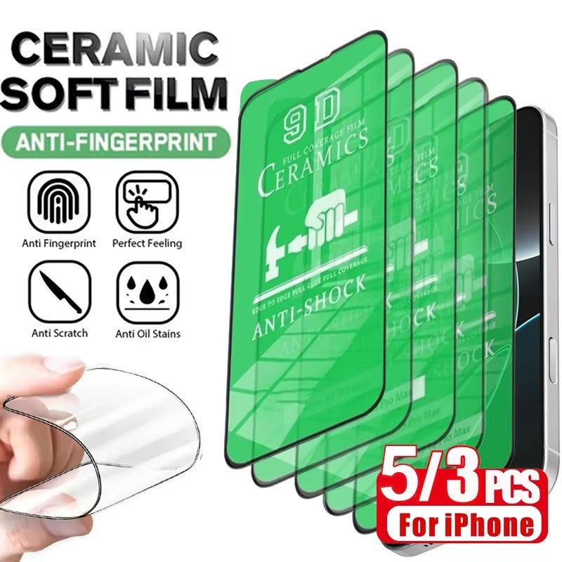 High-Quality iPhone Ceramic Screen Protector – Clear Protective Film with Smooth Touch Clarity, Anti-Fingerprint Surface, Scratch Resistance & Shatter Control