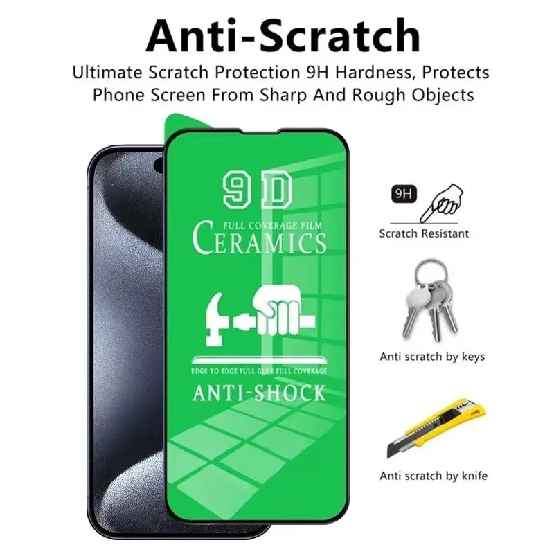 High-Quality iPhone Ceramic Screen Protector – Clear Protective Film with Smooth Touch Clarity, Anti-Fingerprint Surface, Scratch Resistance & Shatter Control