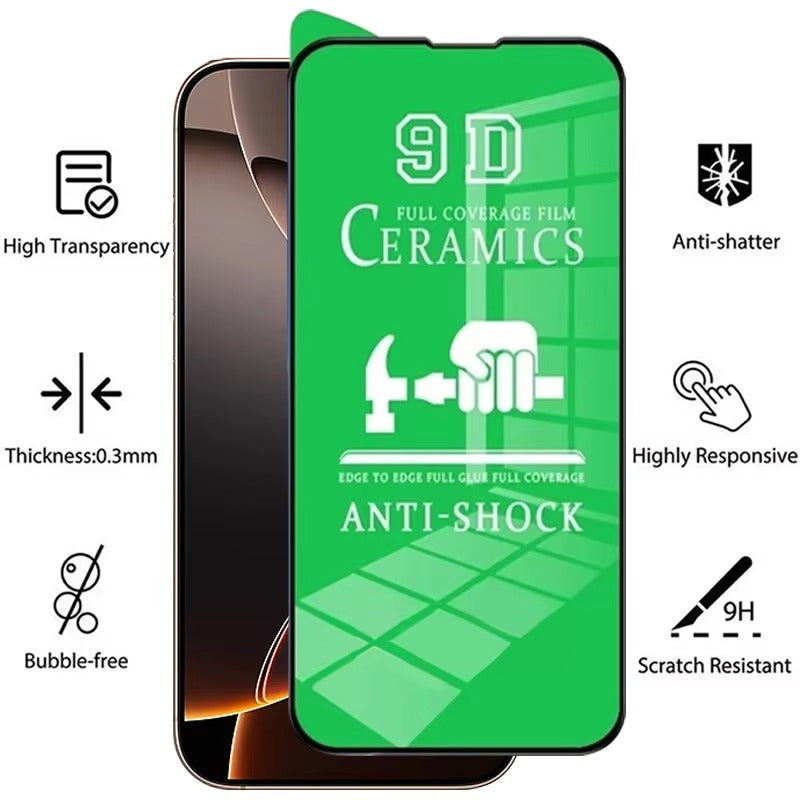 High-Quality iPhone Ceramic Screen Protector – Clear Protective Film with Smooth Touch Clarity, Anti-Fingerprint Surface, Scratch Resistance & Shatter Control